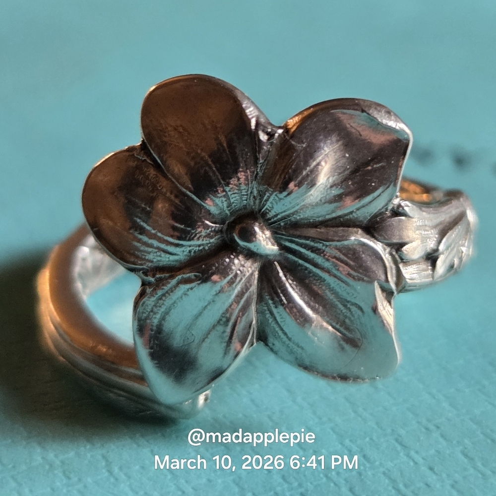 1885 Tiffany & Co. Violet Spoon Ring In Sterling Sulver Luxury Flower #68